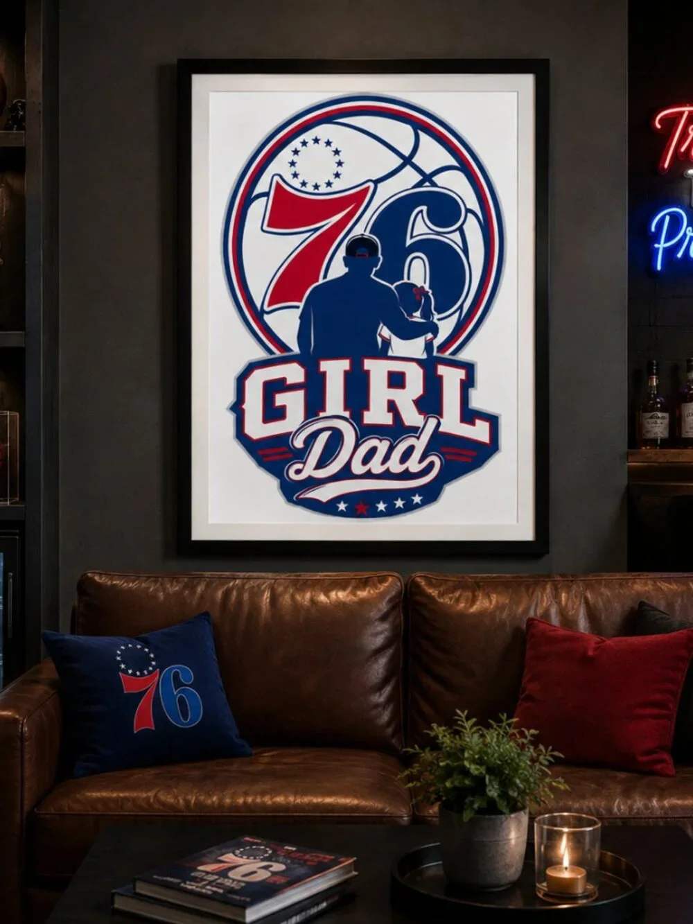 Girl Dad Philadelphia 76ers Father Daughter Framed | Wall Art 13x19